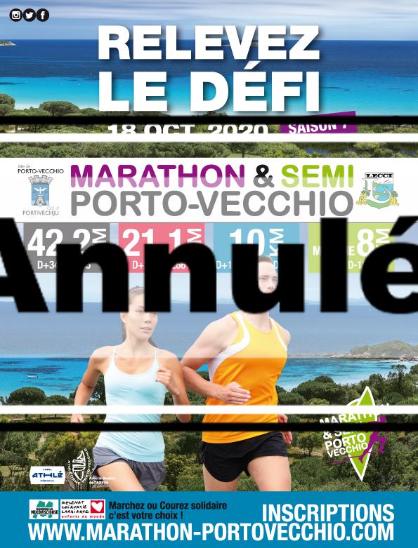 Porto-Vecchio:42,195Km; 21,1Km; 10Km et 8Km Marche sportive